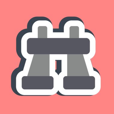 Çıkartmalı dürbün. Kamp ve macera unsurları. Parmak izi, poster, logo, reklam, bilgi grafikleri vs. için iyi.