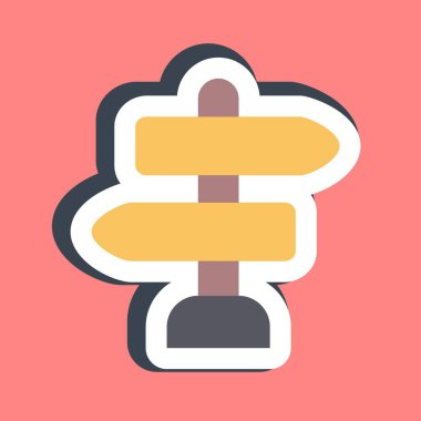 Çıkartma yön tabelası. Kamp ve macera unsurları. Parmak izi, poster, logo, reklam, bilgi grafikleri vs. için iyi.