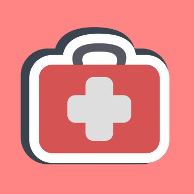 İlk yardım etiketi. Kamp ve macera unsurları. Parmak izi, poster, logo, reklam, bilgi grafikleri vs. için iyi.