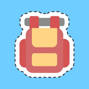 Çıkartma çizgisi kesme sırt çantası. Kamp ve macera unsurları. Parmak izi, poster, logo, reklam, bilgi grafikleri vs. için iyi.