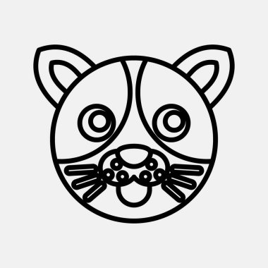 İkon köpek suratı. Çin Zodiac elementleri. Satır biçiminde simgeler. Parmak izi, poster, logo, reklam, dekorasyon, bilgi grafikleri vs. için iyi.