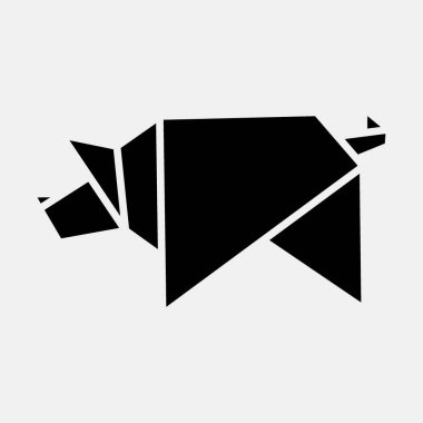 Simge domuz origamisi. Çin Zodiac elementleri. Semboller kabartma şeklinde. Parmak izi, poster, logo, reklam, dekorasyon, bilgi grafikleri vs. için iyi.