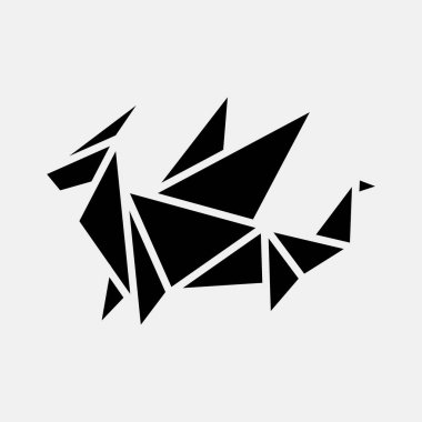 İkon ejderha origamisi. Çin Zodiac elementleri. Semboller kabartma şeklinde. Parmak izi, poster, logo, reklam, dekorasyon, bilgi grafikleri vs. için iyi.