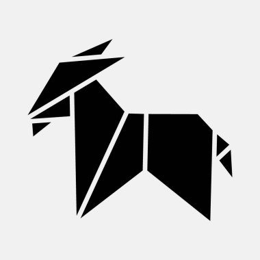 İkon keçi origamisi. Çin Zodiac elementleri. Semboller kabartma şeklinde. Parmak izi, poster, logo, reklam, dekorasyon, bilgi grafikleri vs. için iyi.