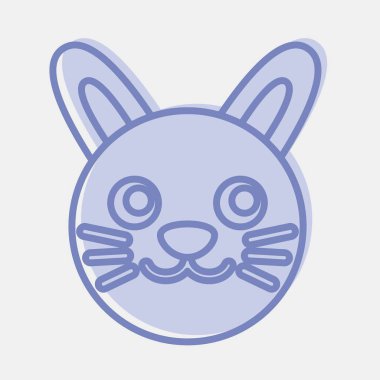 İkon tavşan surat. Çin Zodiac elementleri. İki ton şeklinde simgeler. Parmak izi, poster, logo, reklam, dekorasyon, bilgi grafikleri vs. için iyi.