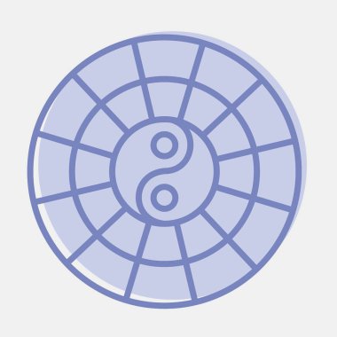 Simge yin yang sembolü. Çin Zodiac elementleri. İki ton şeklinde simgeler. Parmak izi, poster, logo, reklam, dekorasyon, bilgi grafikleri vs. için iyi.