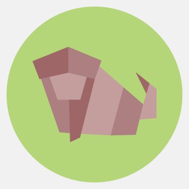 Simge maymunu origamisi. Çin Zodiac elementleri. Renkli eş tarzında simgeler. Parmak izi, poster, logo, reklam, dekorasyon, bilgi grafikleri vs. için iyi.