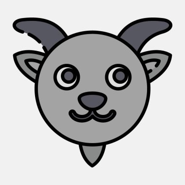 İkon keçi suratı. Çin Zodiac elementleri. Satır biçiminde simgeler. Parmak izi, poster, logo, reklam, dekorasyon, bilgi grafikleri vs. için iyi.