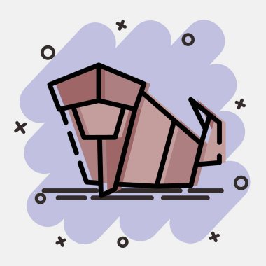 Simge maymunu origamisi. Çin Zodiac elementleri. Çizgi roman tarzında simgeler. Parmak izi, poster, logo, reklam, dekorasyon, bilgi grafikleri vs. için iyi.