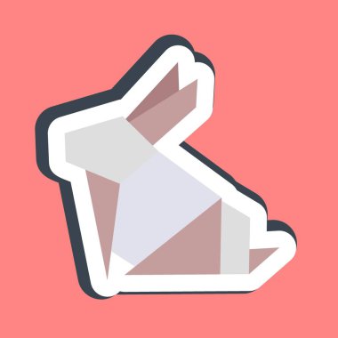 Çıkartmalı tavşan origamisi. Çin Zodiac elementleri. Parmak izi, poster, logo, reklam, dekorasyon, bilgi grafikleri vs. için iyi.