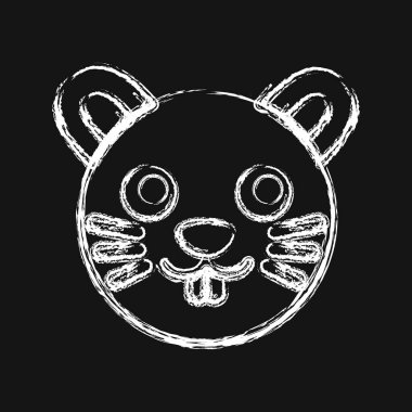 Simge fare suratı. Çin Zodiac elementleri. Tebeşir şeklinde simgeler. Parmak izi, poster, logo, reklam, dekorasyon, bilgi grafikleri vs. için iyi.