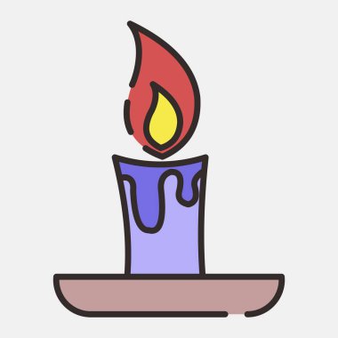 Simge mum çubuğu. Cadılar Bayramı elementlerinin tasviri. Satır biçiminde simge.