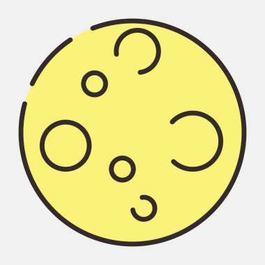 Ay simgesi. Cadılar Bayramı elementlerinin tasviri. Satır biçiminde simge.