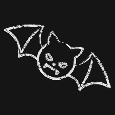 Simge yarasa. Cadılar Bayramı elementlerinin tasviri. Tebeşir biçiminde simge.