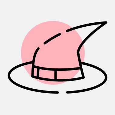 Simge cadı şapkası. Cadılar Bayramı elementlerinin tasviri. Renk beneği biçiminde simge.