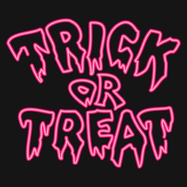 İkon şaka mı şeker mi? Cadılar Bayramı elementlerinin tasviri. Neon biçiminde simge.