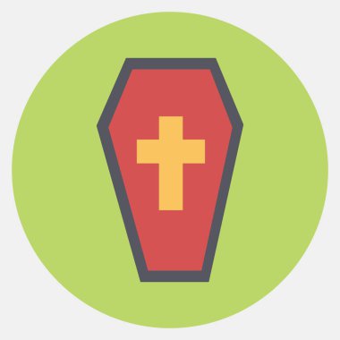 İkon tabut. Ölülerin kutlama günü. Renkli eş tarzında simgeler. Parmak izleri, posterler, logo, parti dekorasyonu, tebrik kartı vs..