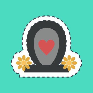 Çıkartma çizgisi mezar taşını kesmiş. Ölülerin kutlama günü. Parmak izleri, posterler, logo, parti dekorasyonu, tebrik kartı vs..