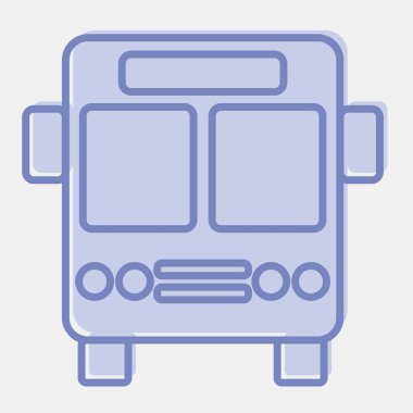 Simge otobüsü. Ulaşım elemanları. İki ton şeklinde simgeler. Parmak izi, poster, logo, tabela, reklam vs..