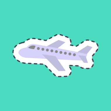 Çıkartma hattı uçağı kesti. Ulaşım elemanları. Parmak izi, poster, logo, tabela, reklam vs..