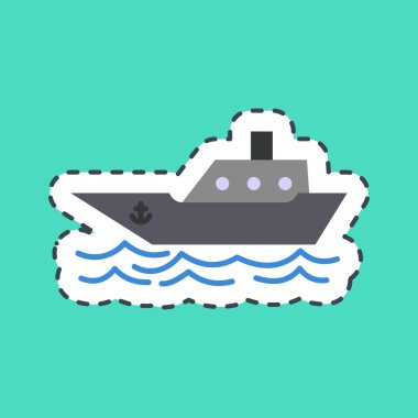 Çıkartma hattı gemiyi kesti. Ulaşım elemanları. Parmak izi, poster, logo, tabela, reklam vs..