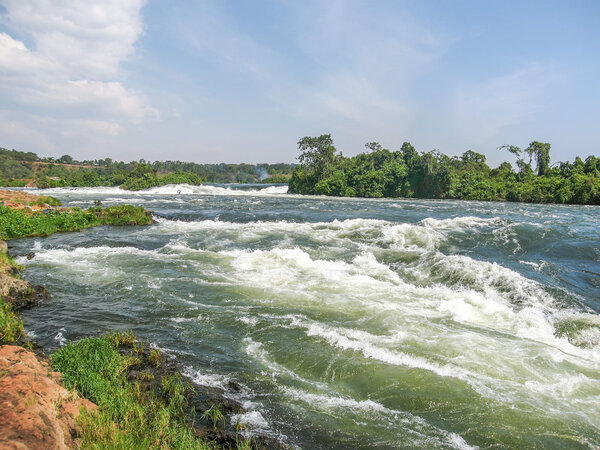 View on Victoria Nile River rapids. Jinja, Uganda.