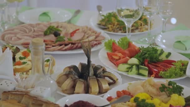 A Table With Various Food — Stock Video