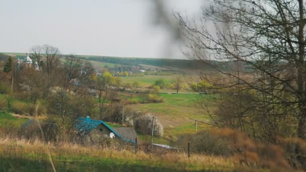 Landscape Panorama. View of the Village — Stock Video