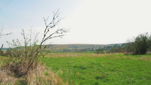 Panorama del paisaje. Vista del pueblo — Vídeos de Stock