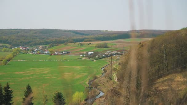 Panorama del paisaje. Vista del pueblo — Vídeos de Stock