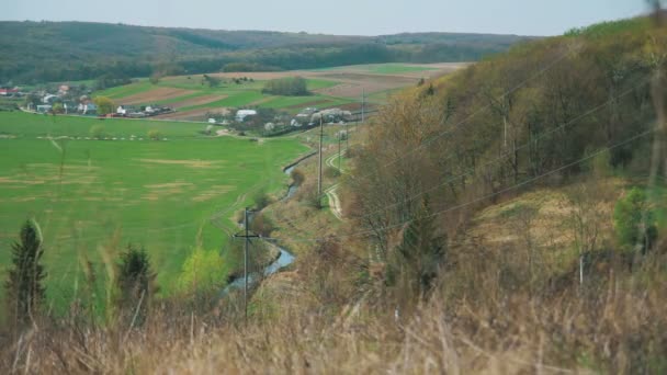 Panorama del paisaje. Vista del pueblo — Vídeo de stock