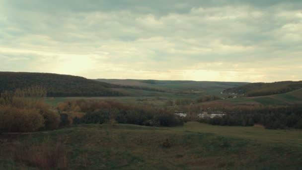 Landscape Panorama. View of the Village — Stock Video