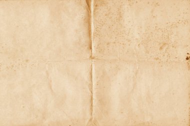 Katlanmış Eski Kağıt Döküm Arkaplanı. Kahverengi parşömen kağıdında yazı için yer var. Yıllanmış kağıt sayfası