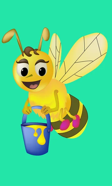 Rajzfilm méh hordozza méz vektoros illusztráció — Stock Vector