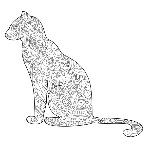 Coloriage de chat vecteur pour adultes — Image vectorielle