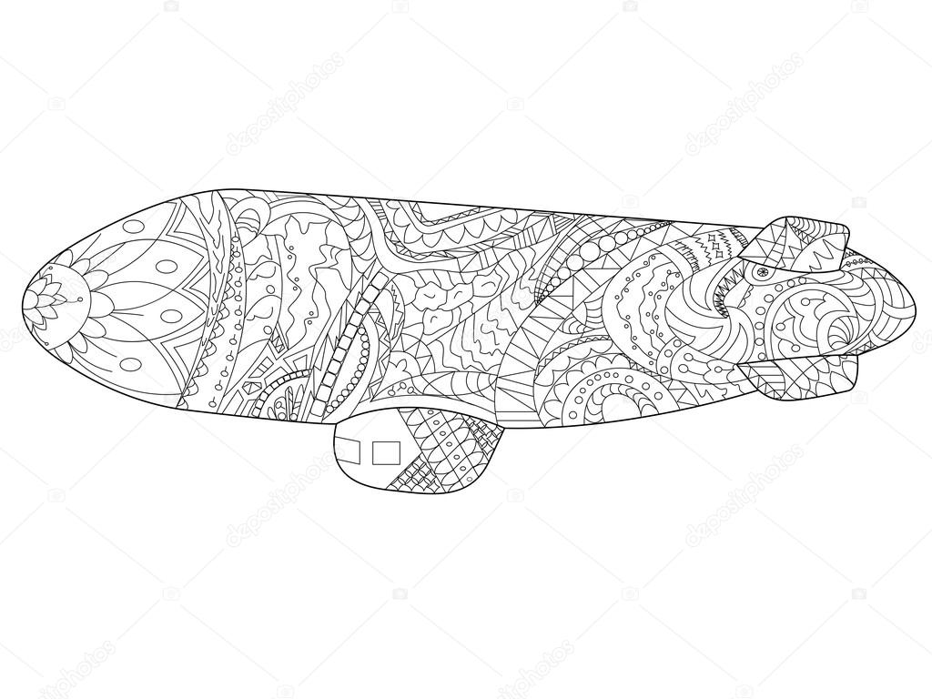 Airship Coloring vector for adults