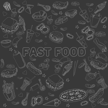Fast food sorunsuz tasarım vektör tebeşir hattı sanat