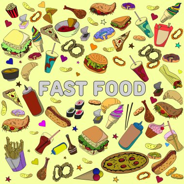 Fast food tasarım vektör Hat sanatı