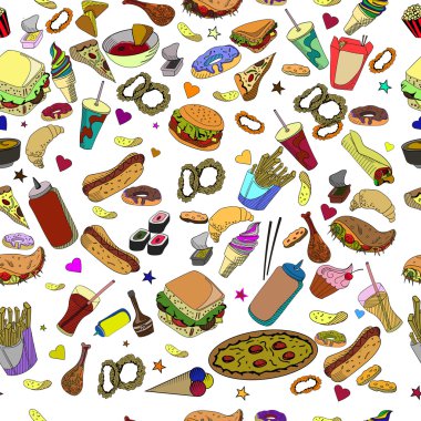 Fast food sorunsuz tasarım vektör Hat sanatı