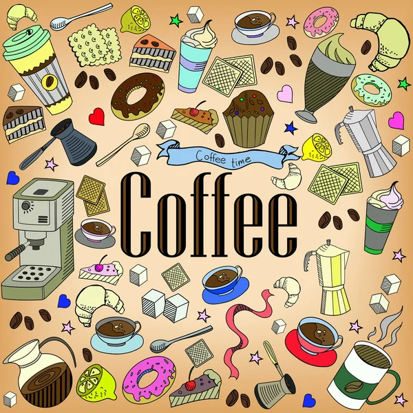 Diseño de café vector línea de arte — Vector de stock