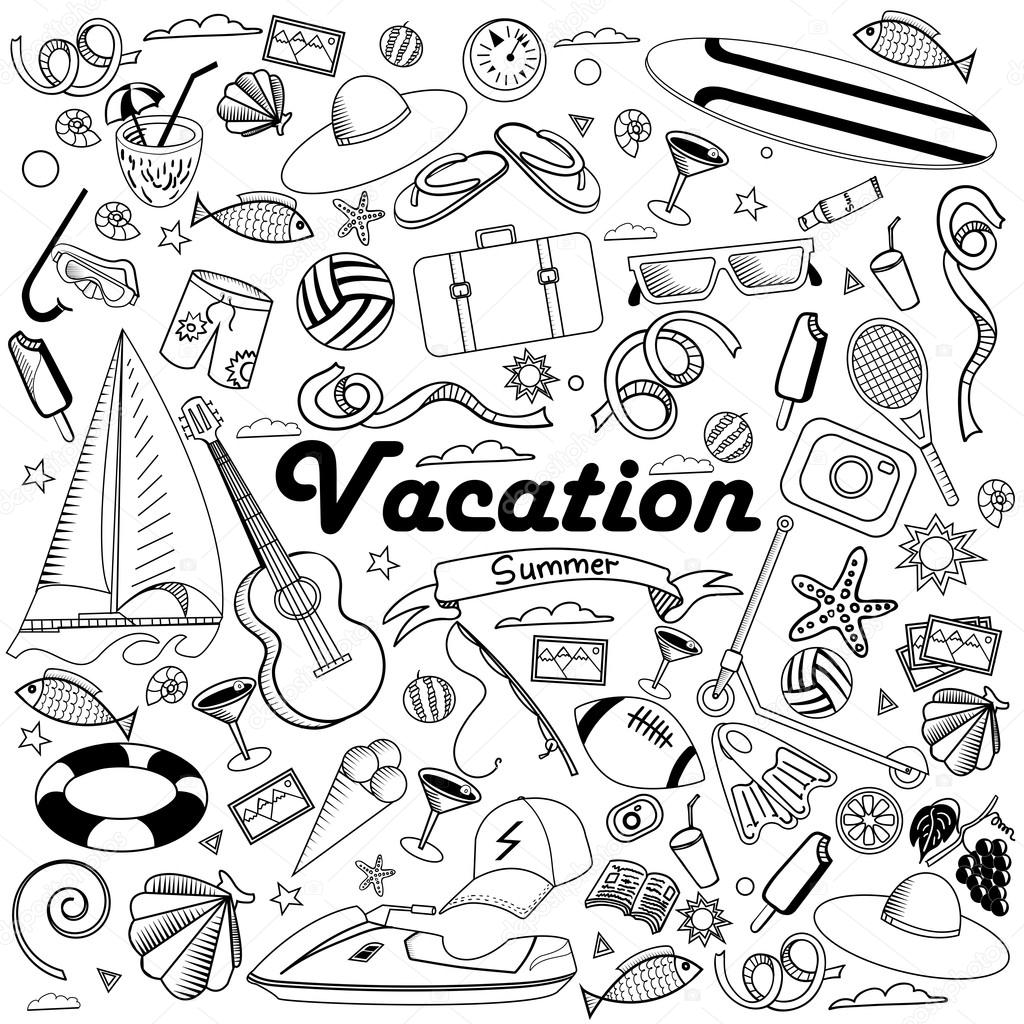 Vacation line art design vector illustration
