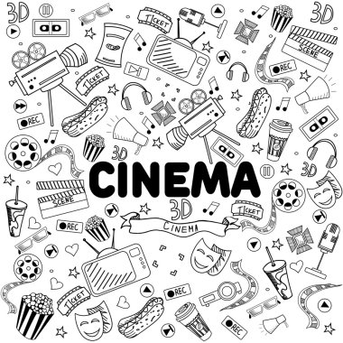 Sinema çizgi sanat tasarlamak vektör