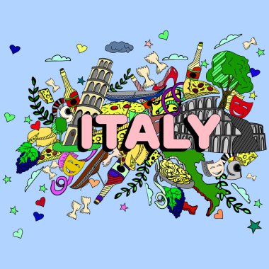 Italy line art design vector illustration clipart