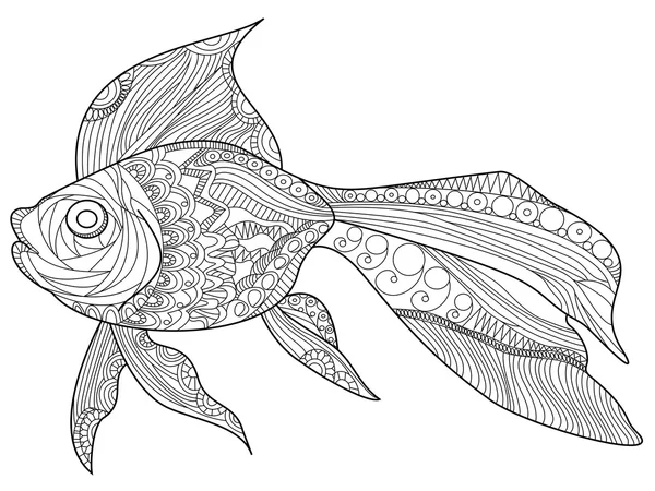 Goldfish Coloriage vecteur livre pour adultes — Image vectorielle