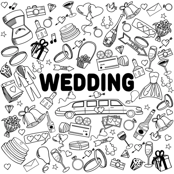 Wedding line art design vector illustration — Stock Vector
