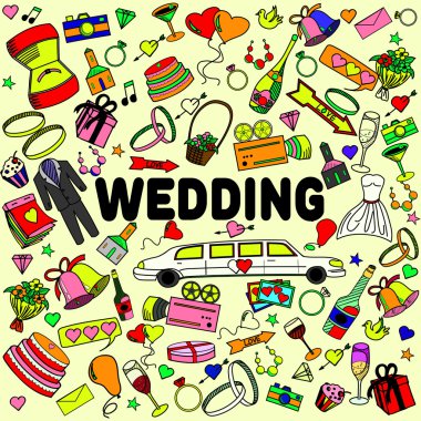 Hat sanat tasarlamak vektör düğün