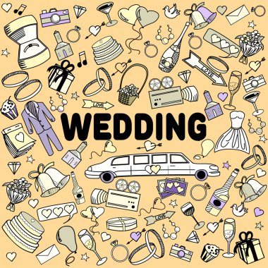 Hat sanat tasarlamak vektör düğün