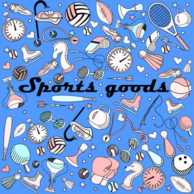 Sport goods line art design vector illustration clipart