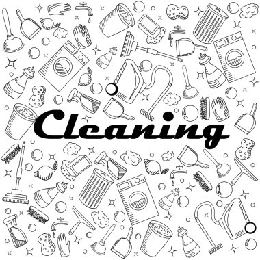 Cleaning coloring book vector illustration clipart