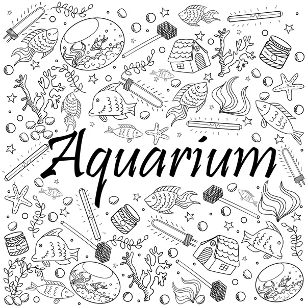 Aquarium coloring boek vectorillustratie — Stockvector